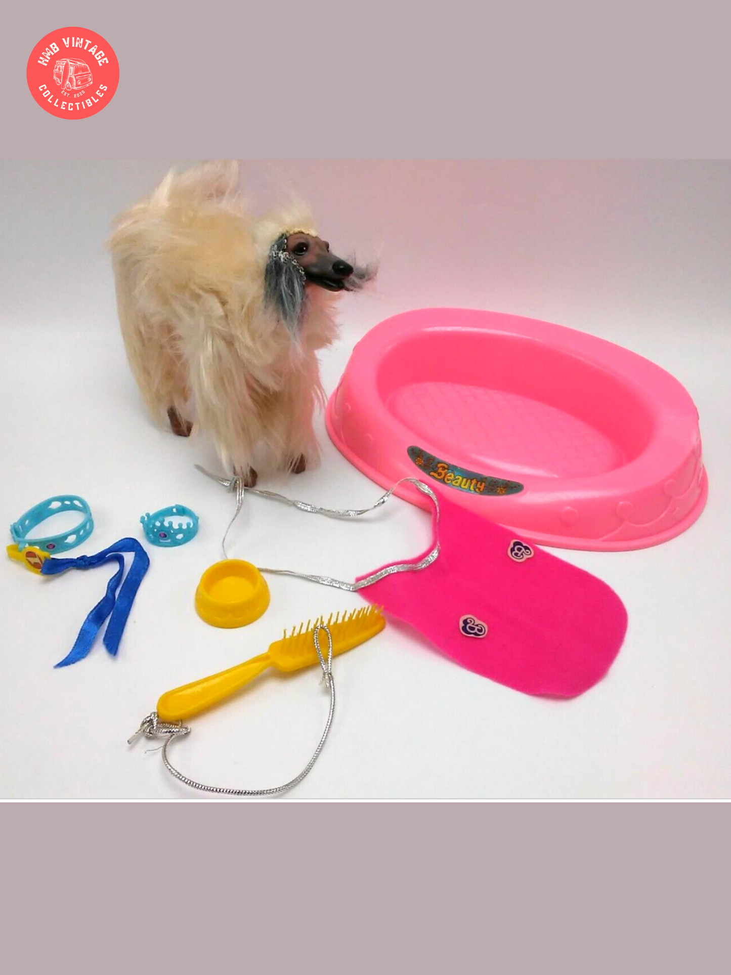 Vintage 1018 Beauty Barbie Doll's Dog 1979 Afghan Hound & All Accessories