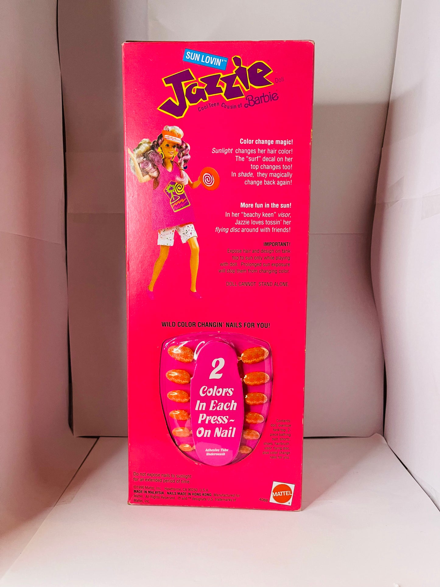 Sun Lovin’ Jazzie Cool Teen Cousin of Barbie 1990 #4088. High quality in box with press on nails