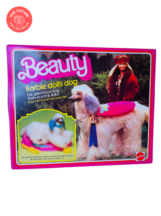 Vintage 1018 Beauty Barbie Doll's Dog 1979 Afghan Hound & All Accessories